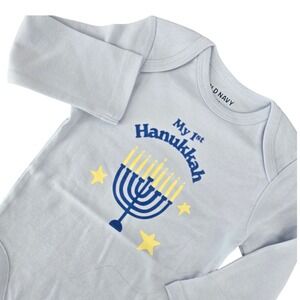 Old Navy NWT 12-18M My 1st Hanukkah Bodysuit Baby Boy Girl Blue Holiday